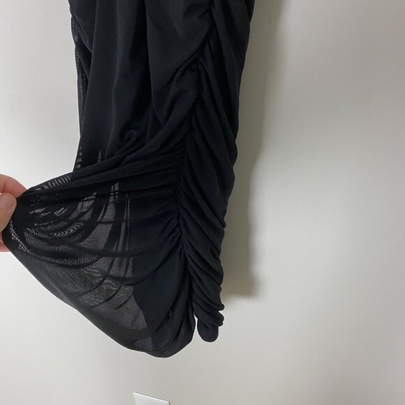 Oh Polly Mini Black Dress US 6 Strappy Ruched Sides - Picture 8 of 12